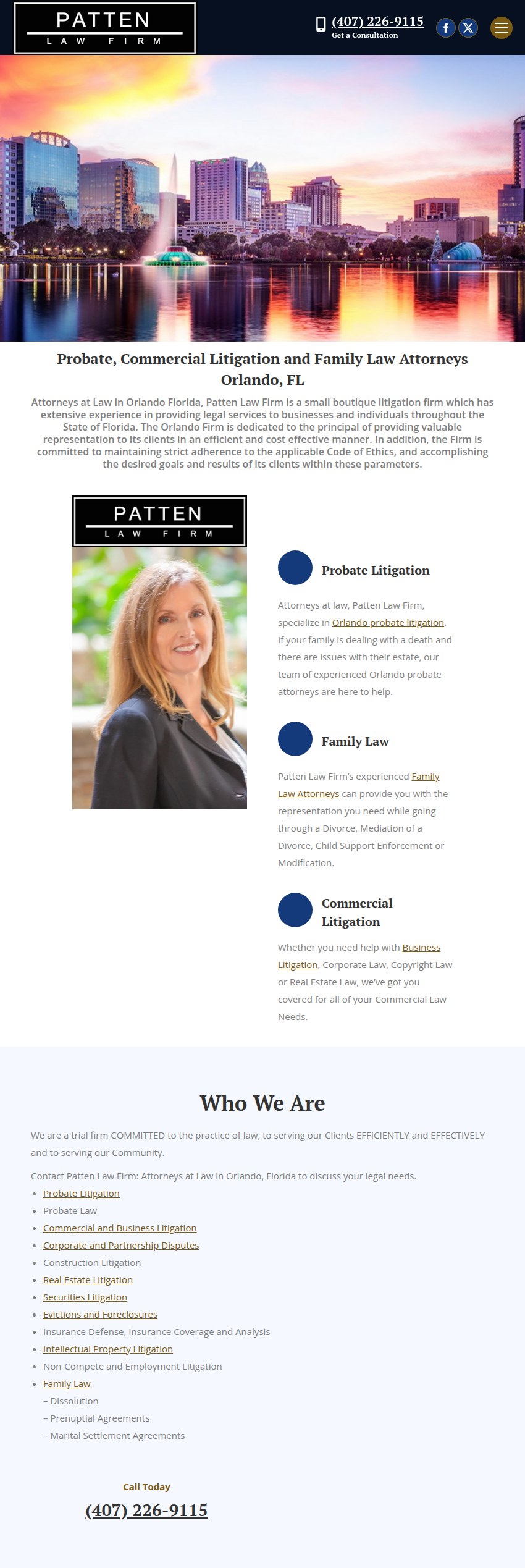 Screenshot of the Patten Law Firm website