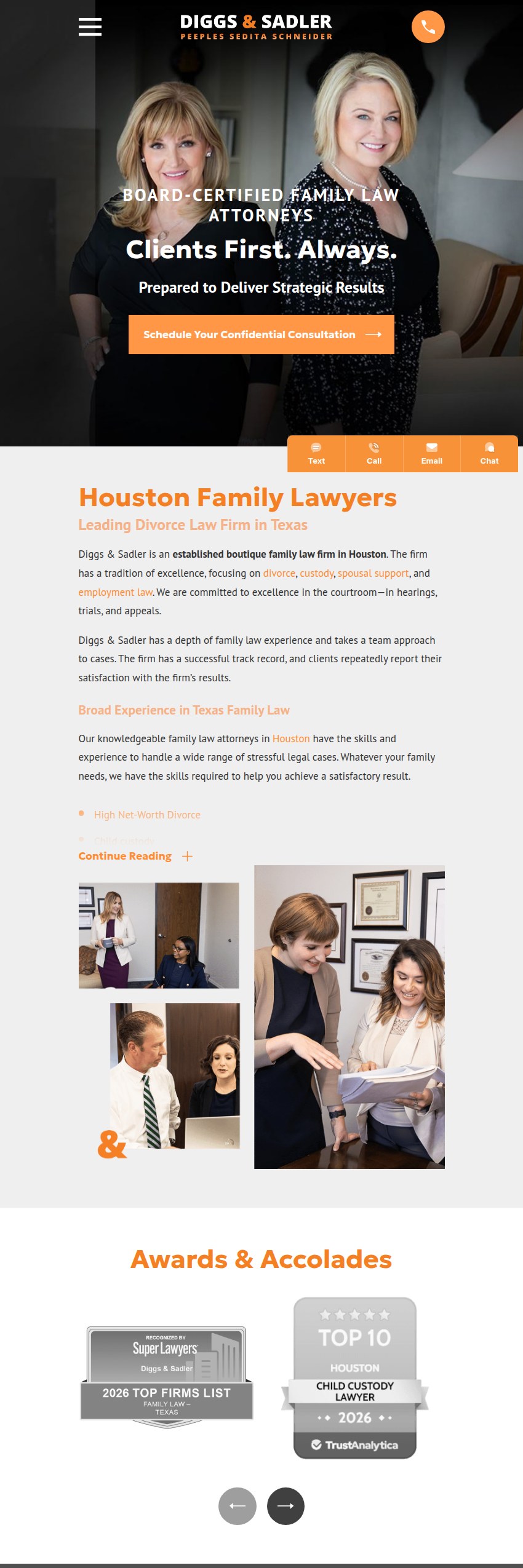Screenshot of the Diggs & Sadler website