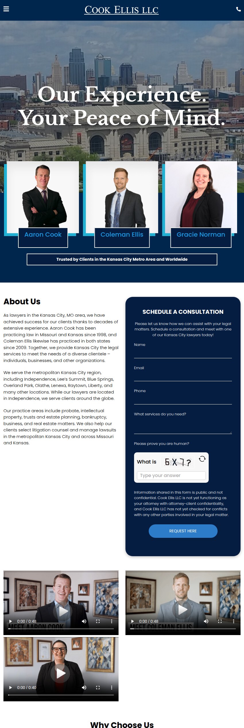 Screenshot of the Cook Ellis LLC website