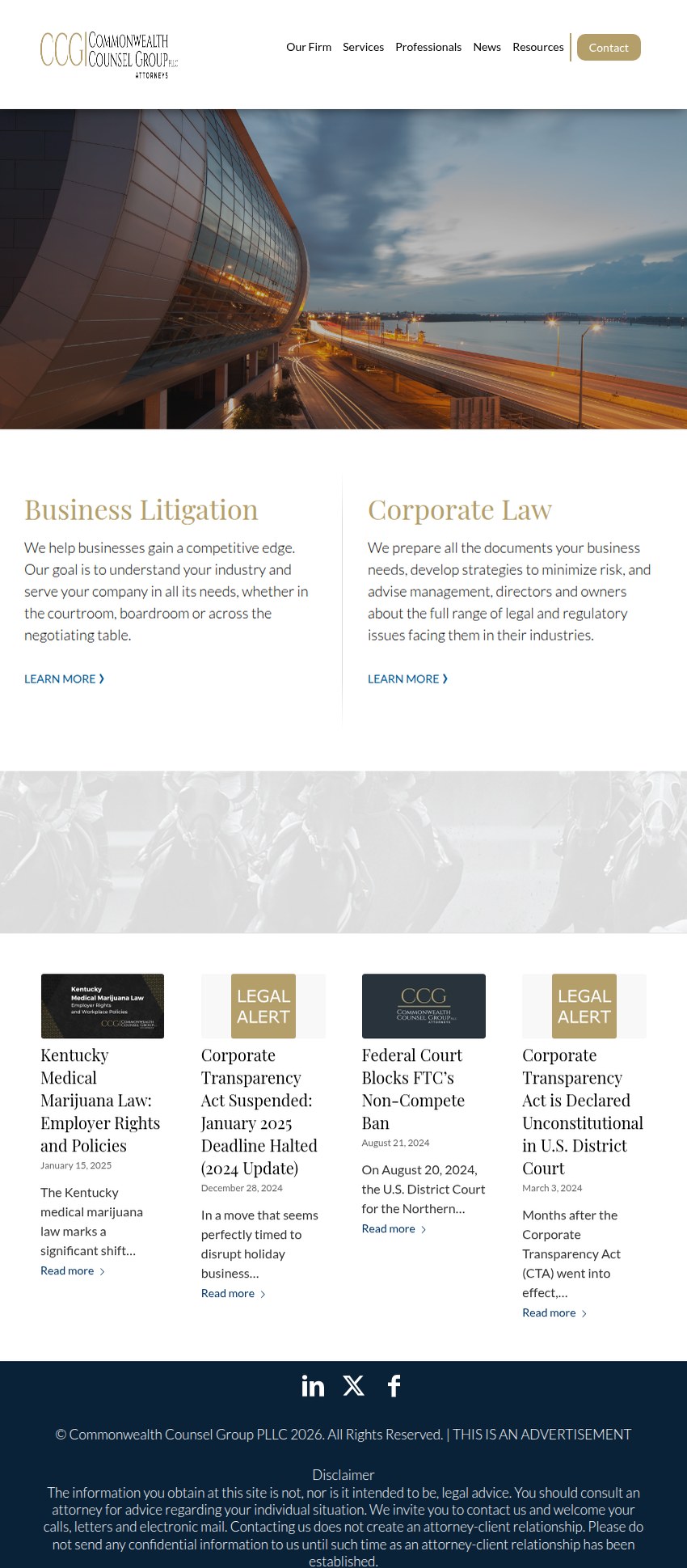 Screenshot of the Commonwealth Counsel Group PLLC website