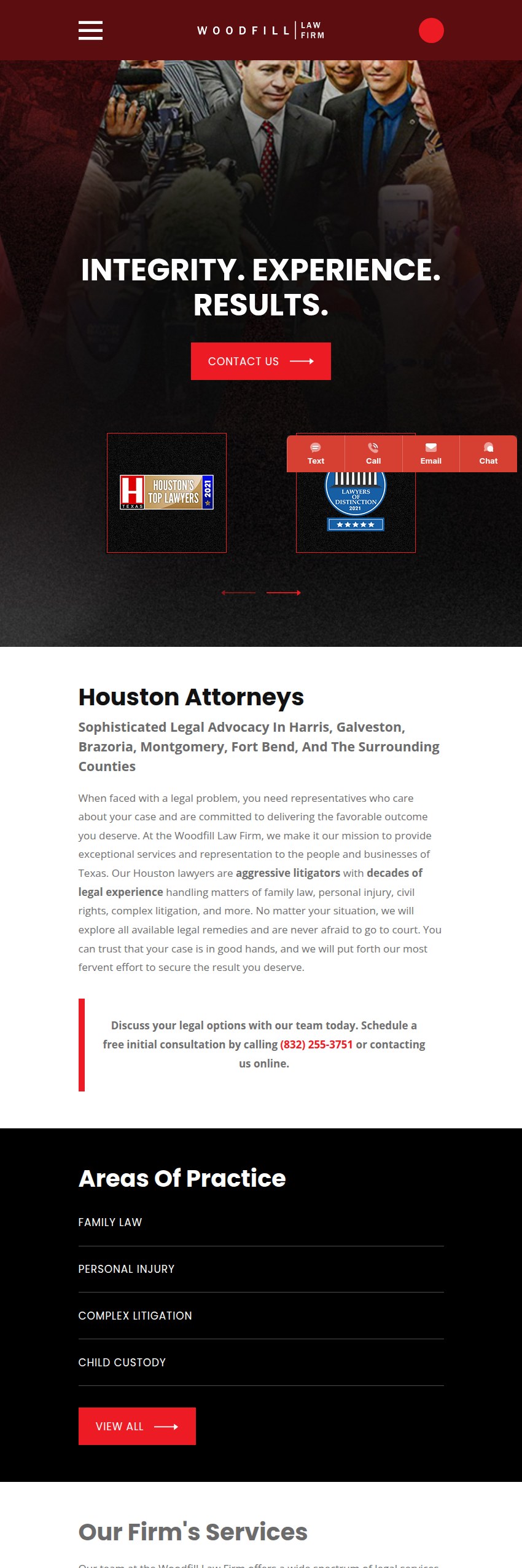 Screenshot of the Woodfill Law Firm website