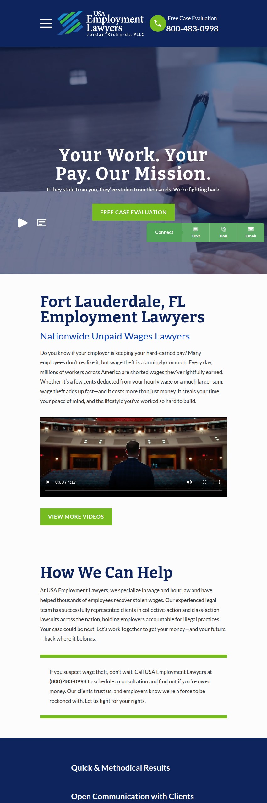 Screenshot of the USA Employment Lawyers website