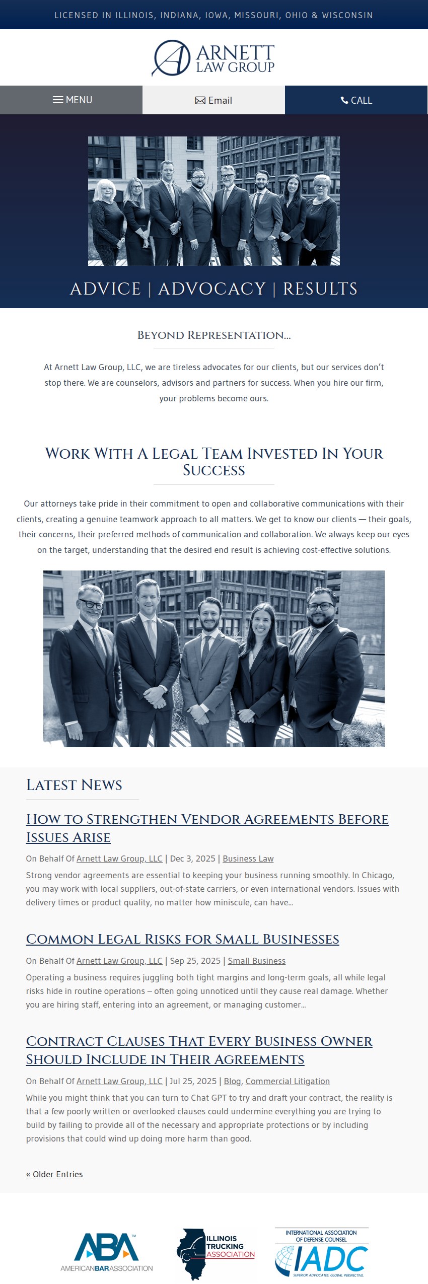 Screenshot of the Arnett Law Group, LLC website