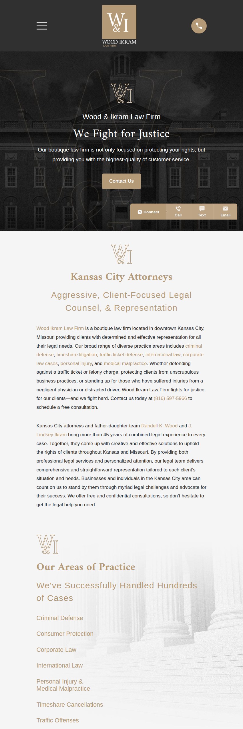 Screenshot of the Wood Ikram Law Firm website