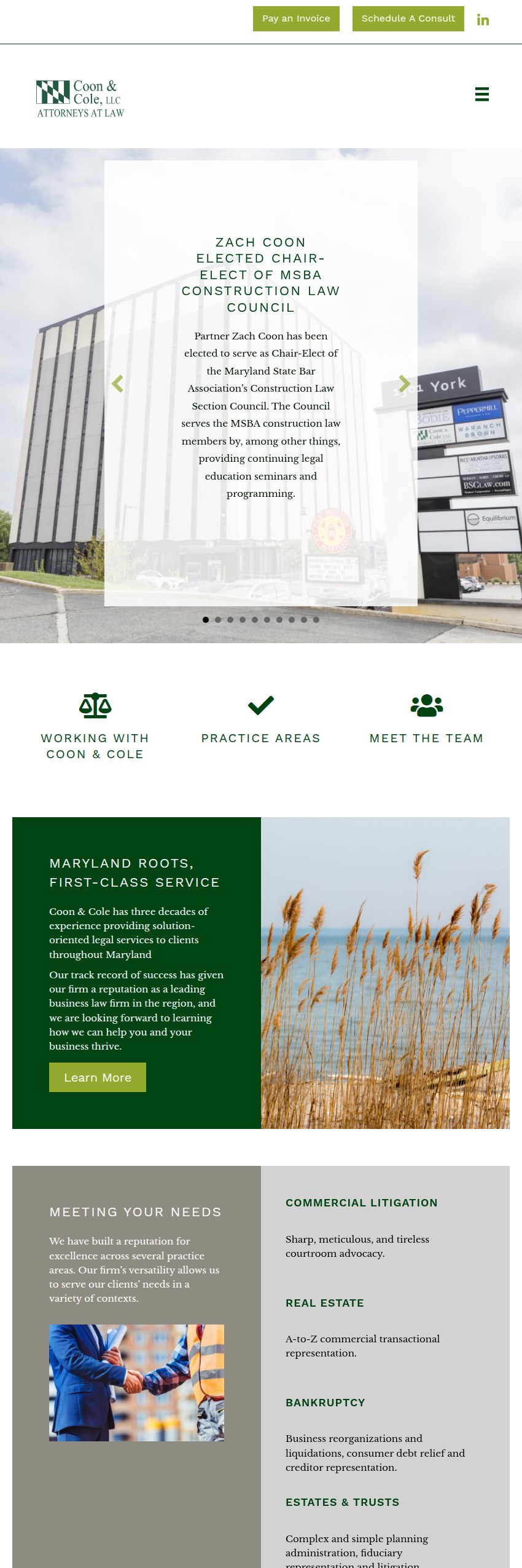 Screenshot of the Coon & Cole, LLC website