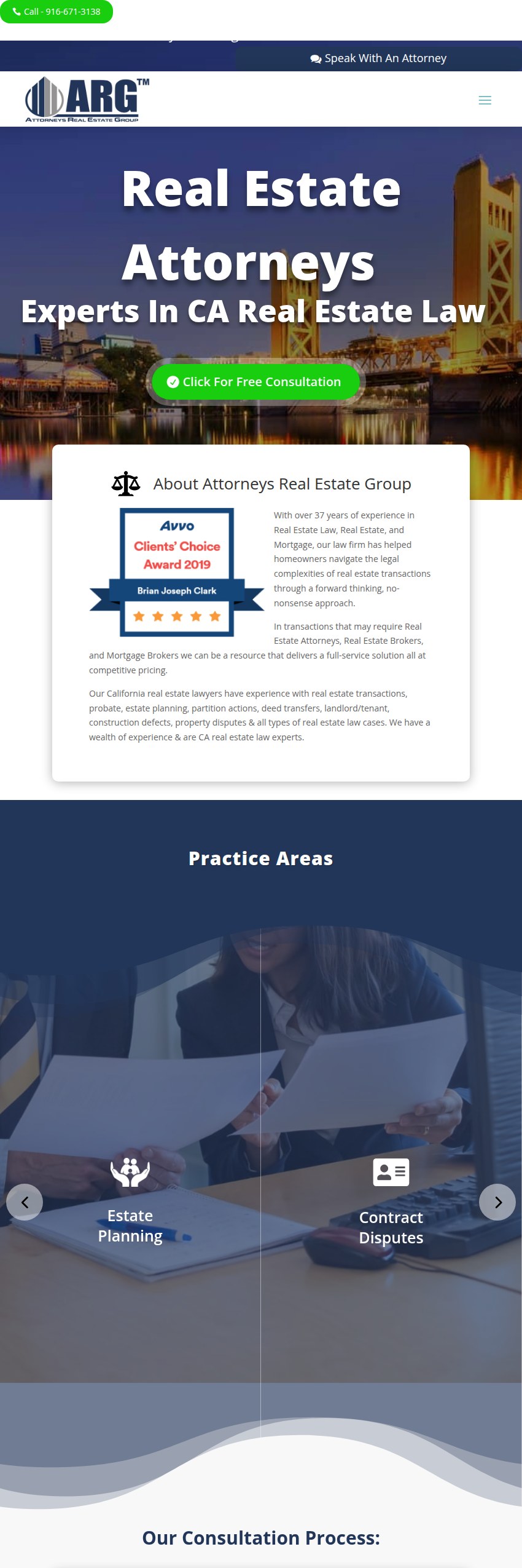 Screenshot of the Attorneys Real Estate Group website