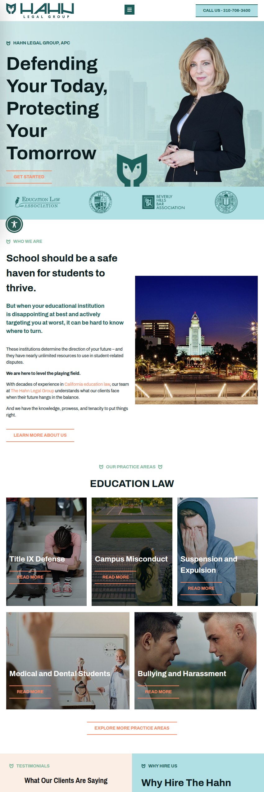 Screenshot of the Hahn Legal Group, APC website