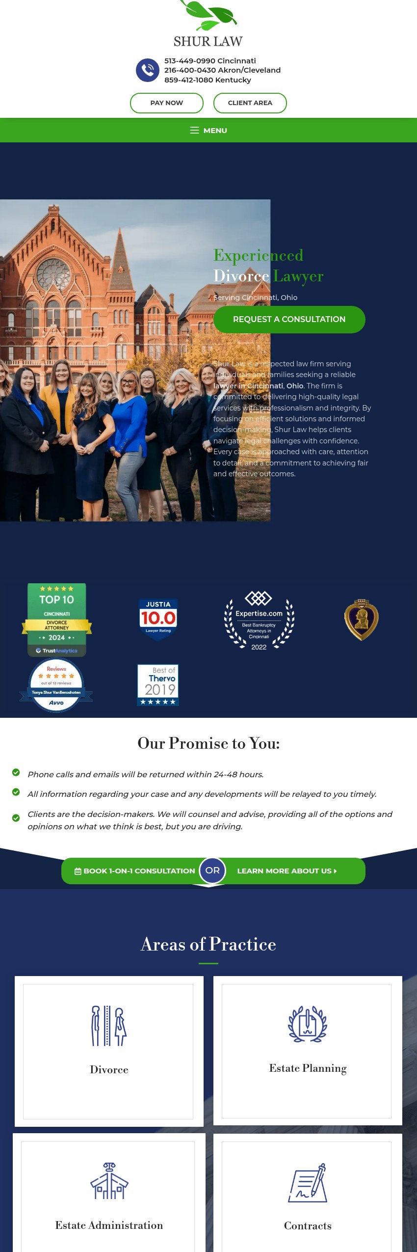 Screenshot of the Shur Law website