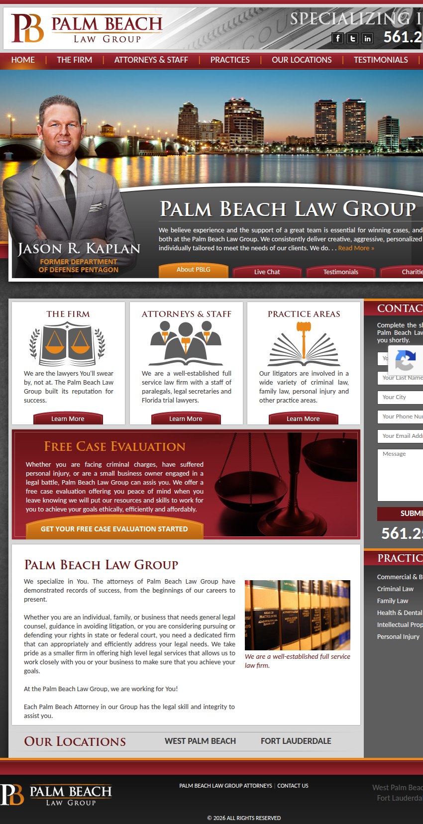 Screenshot of the Palm Beach Law Group, P.A. website