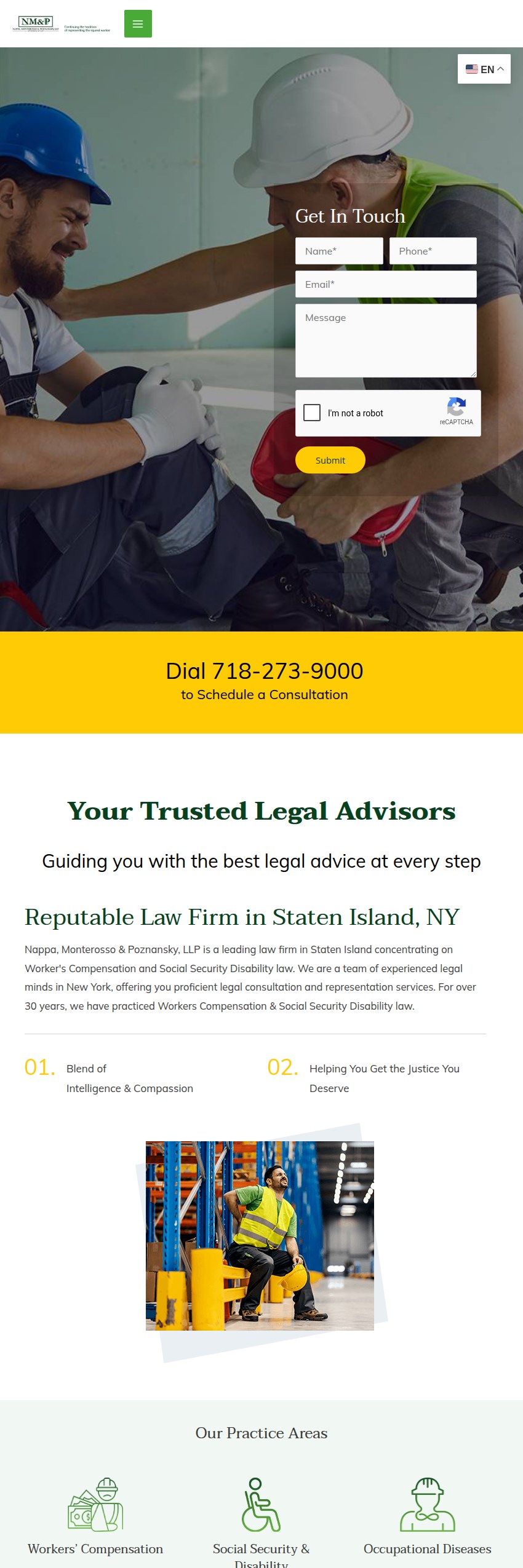 Screenshot of the Nappa, Monterosso & Poznansky, LLP website