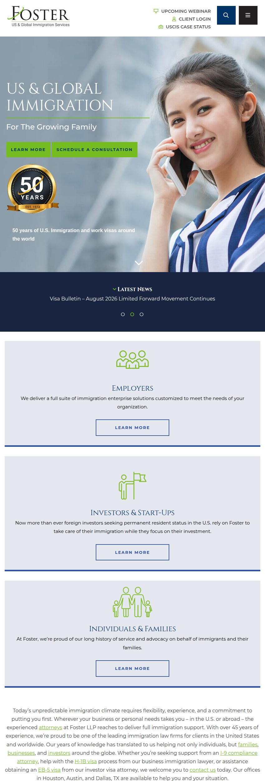 Screenshot of the Foster LLP website
