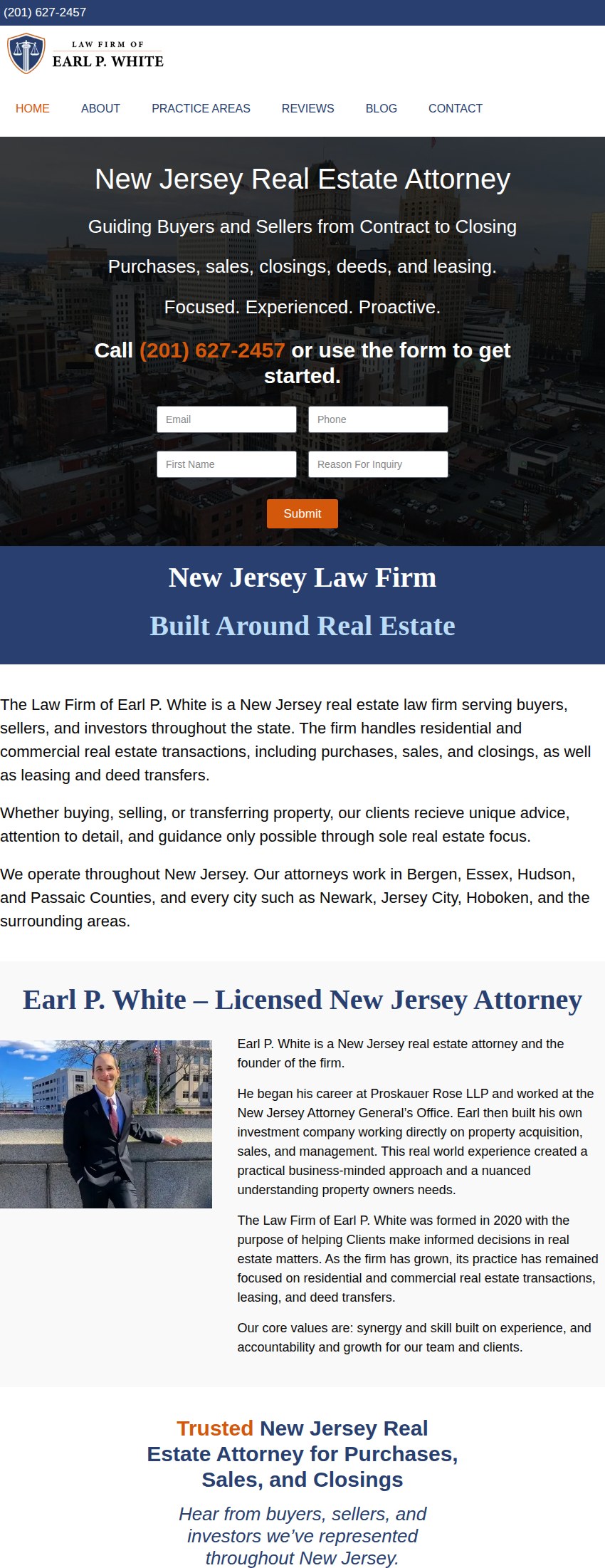 Screenshot of the Law Firm of Earl P. White, PC website