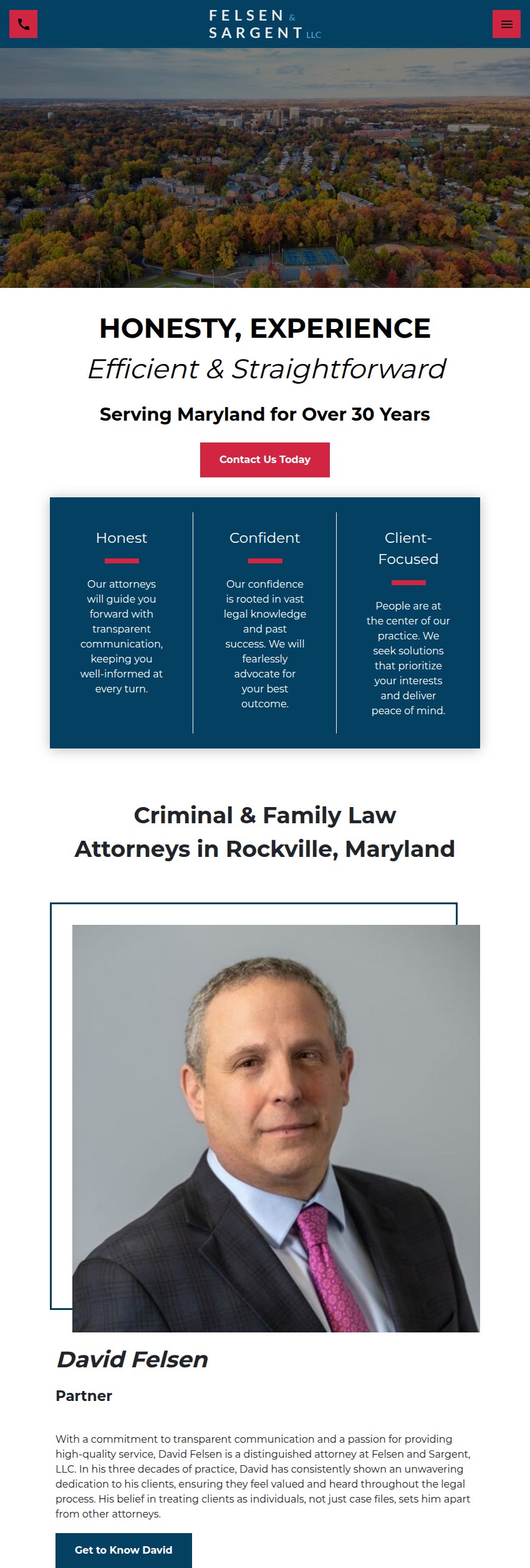Screenshot of the Felsen and Sargent, LLC website