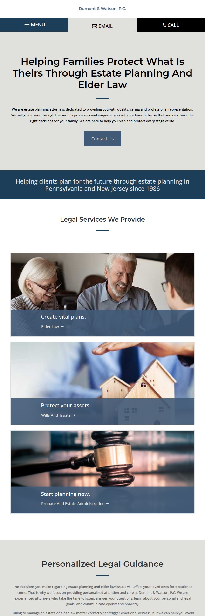 Screenshot of the Dumont & Watson, P.C. website