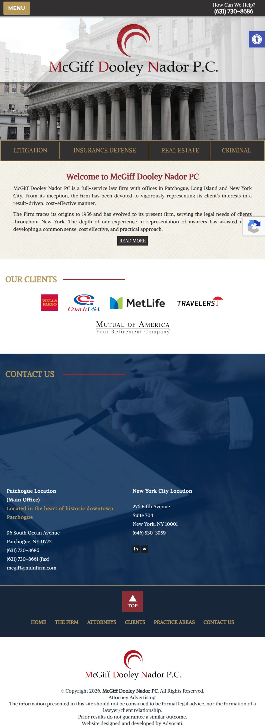 Screenshot of the McGiff Dooley Nador PC website