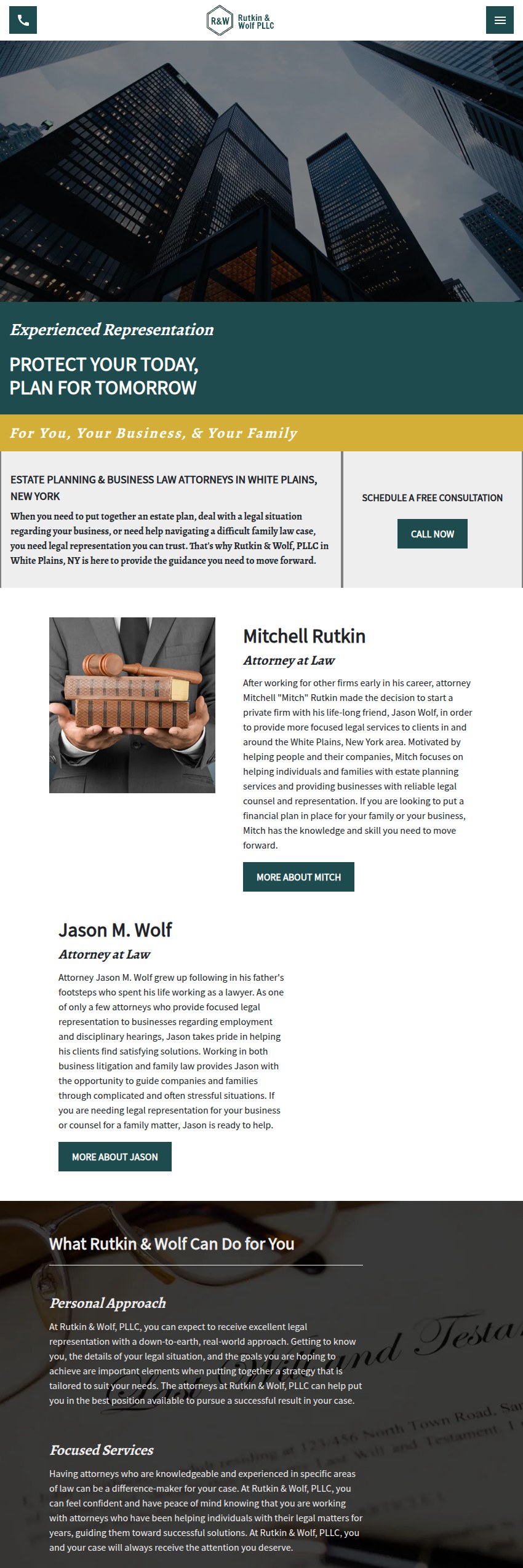 Screenshot of the Rutkin & Wolf PLLC website