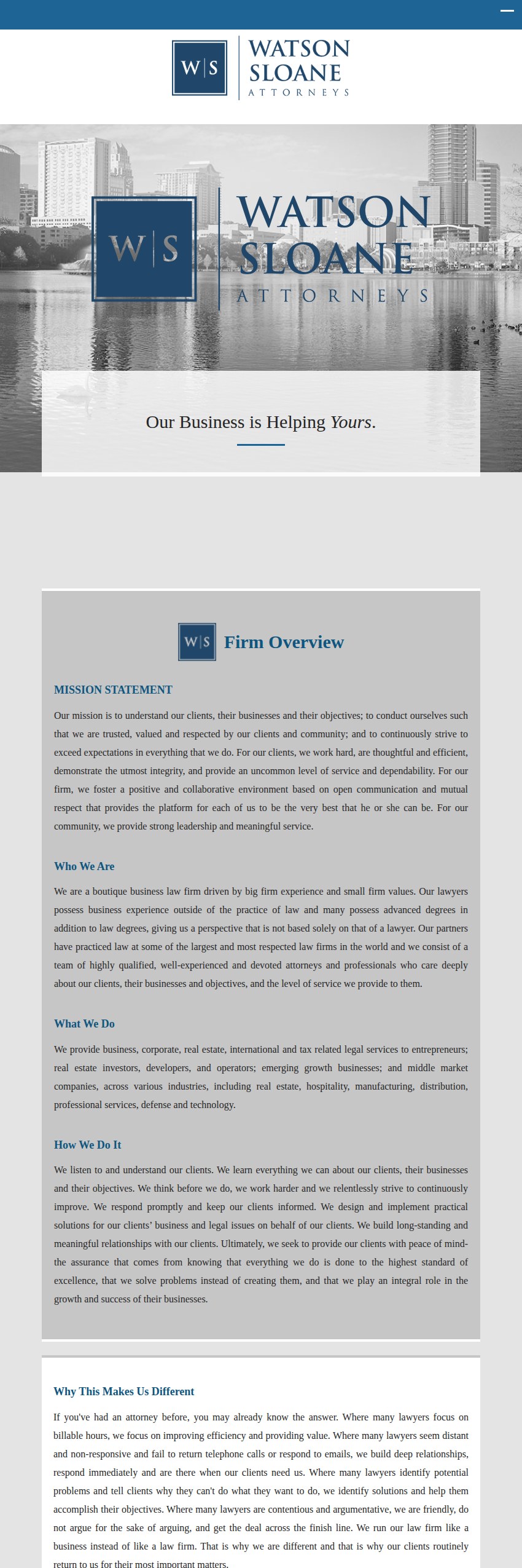 Screenshot of the Watson Sloane website