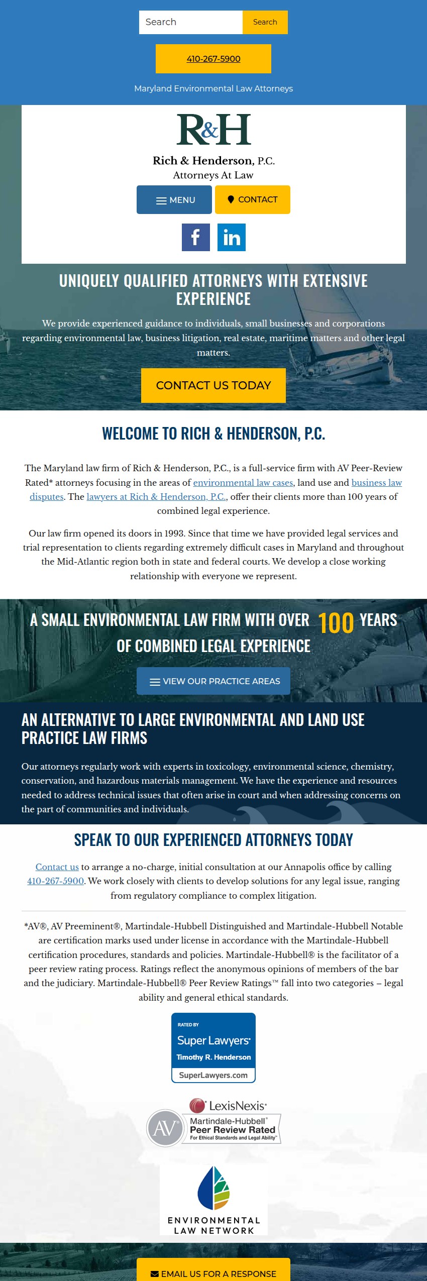 Screenshot of the Rich & Henderson, P.C. website