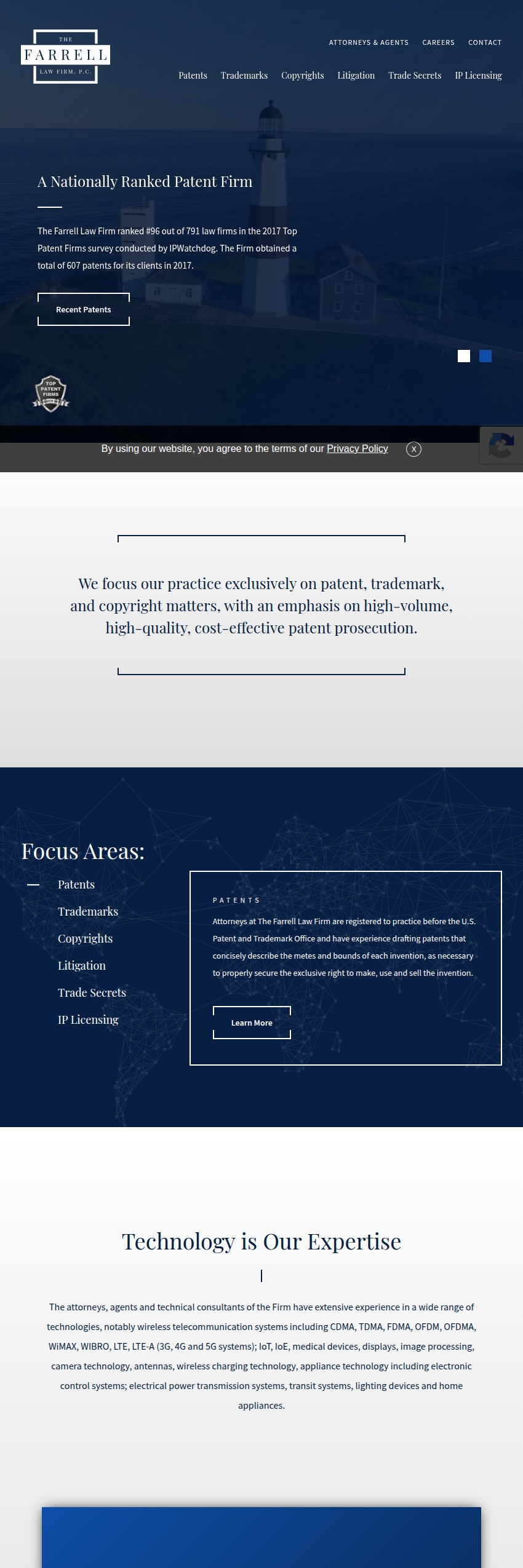 Screenshot of the The Farrell Law Firm, P.C. website