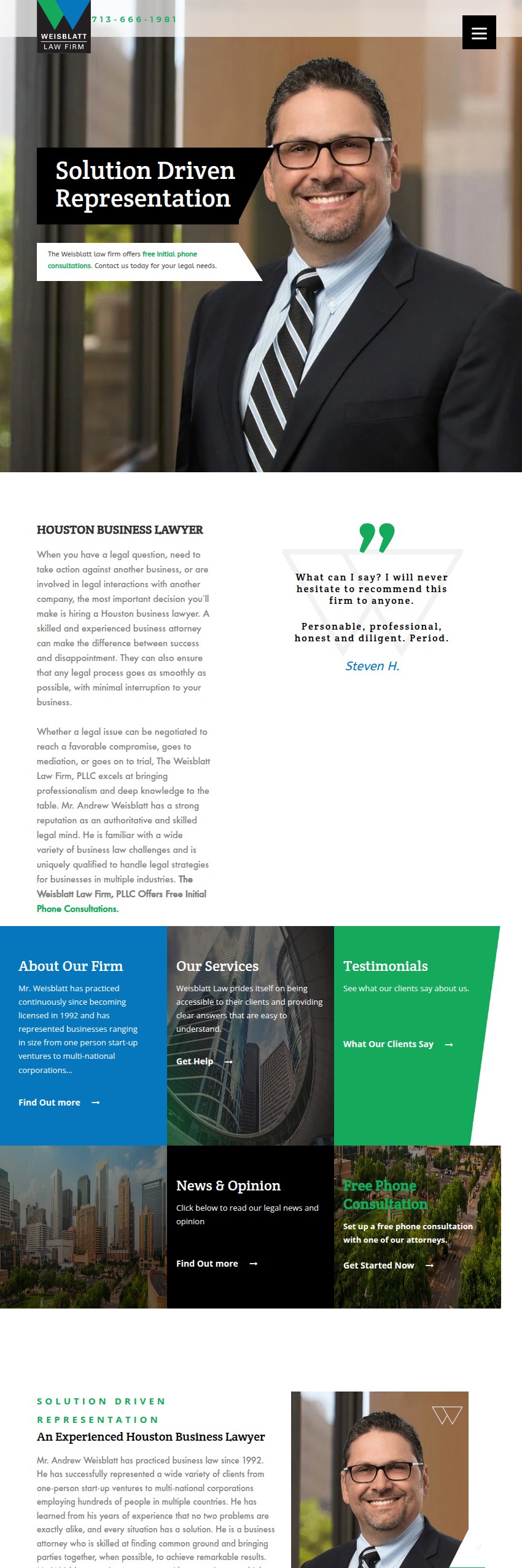 Screenshot of the The Weisblatt Law Firm, PLLC website