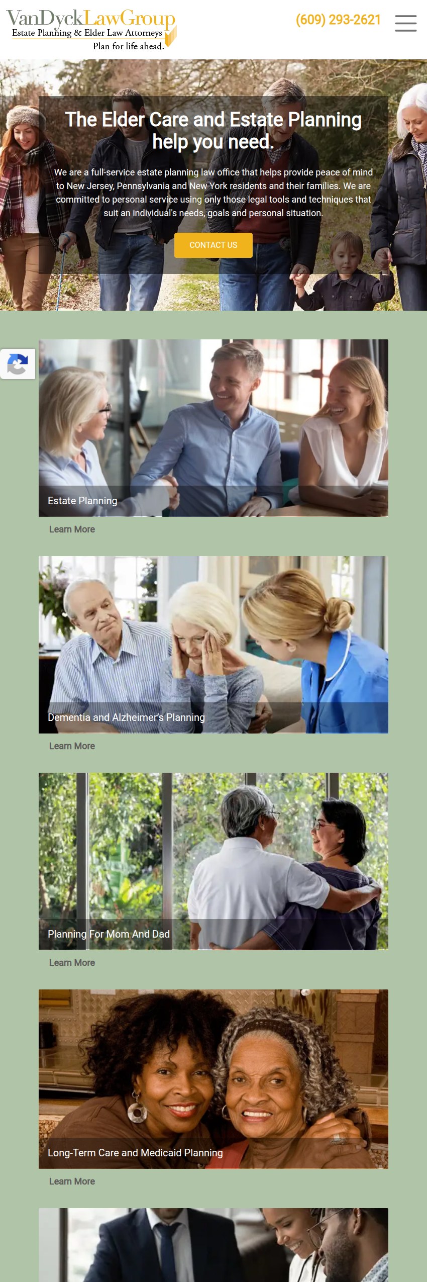 Screenshot of the Van Dyck Law Group website