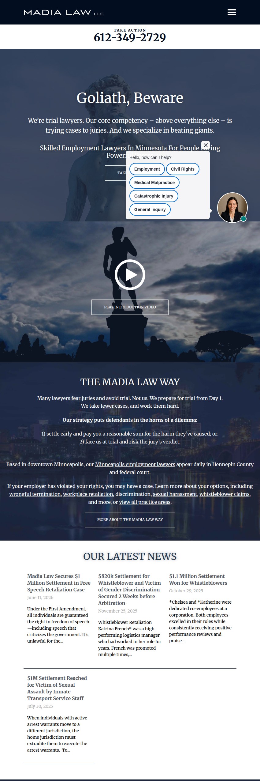 Screenshot of the Madia Law LLC website
