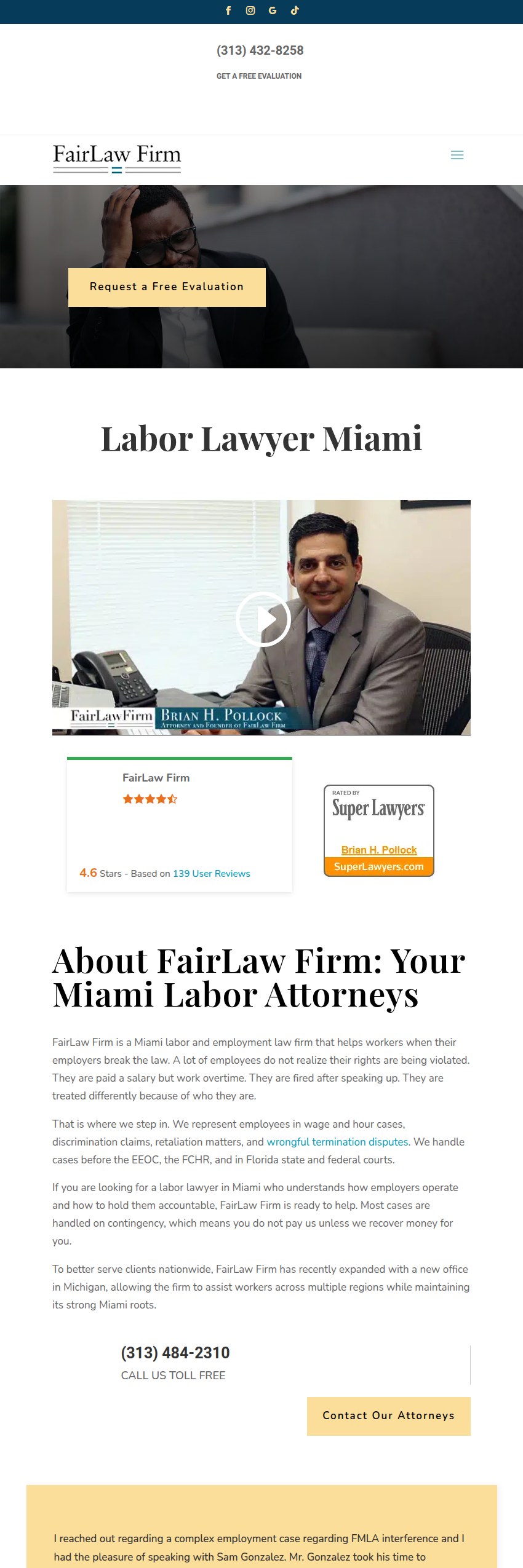Screenshot of the FairLaw Firm website