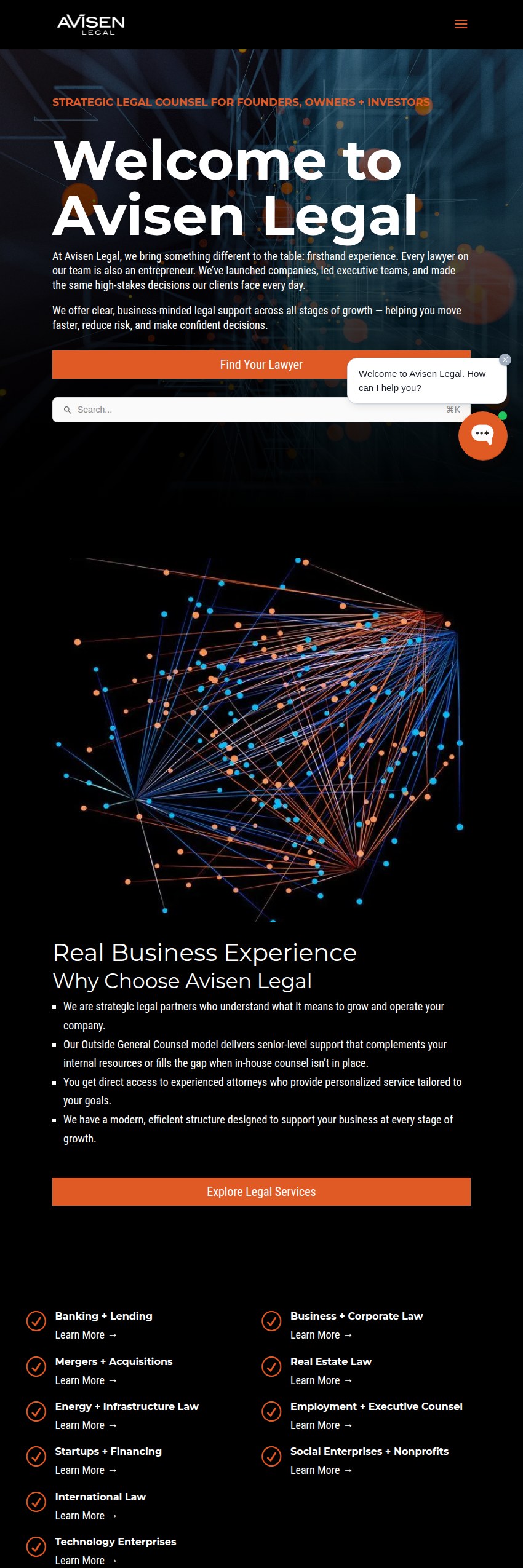 Screenshot of the Avisen Legal, PA website