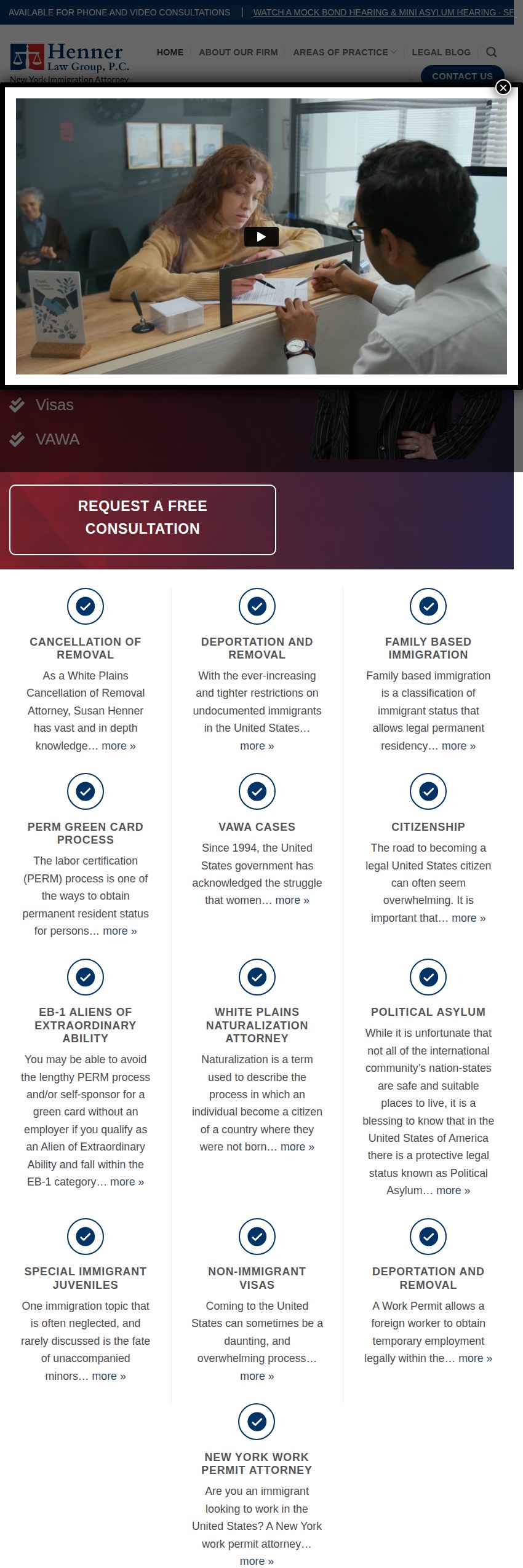 Screenshot of the Henner Law Group, P.C. website