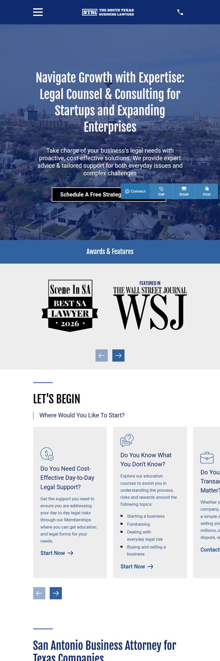 Screenshot of the The South Texas Business Lawyers website