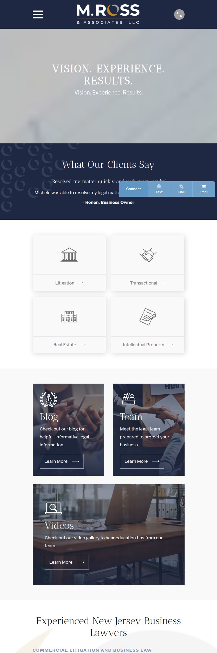 Screenshot of the M. Ross & Associates, LLC website