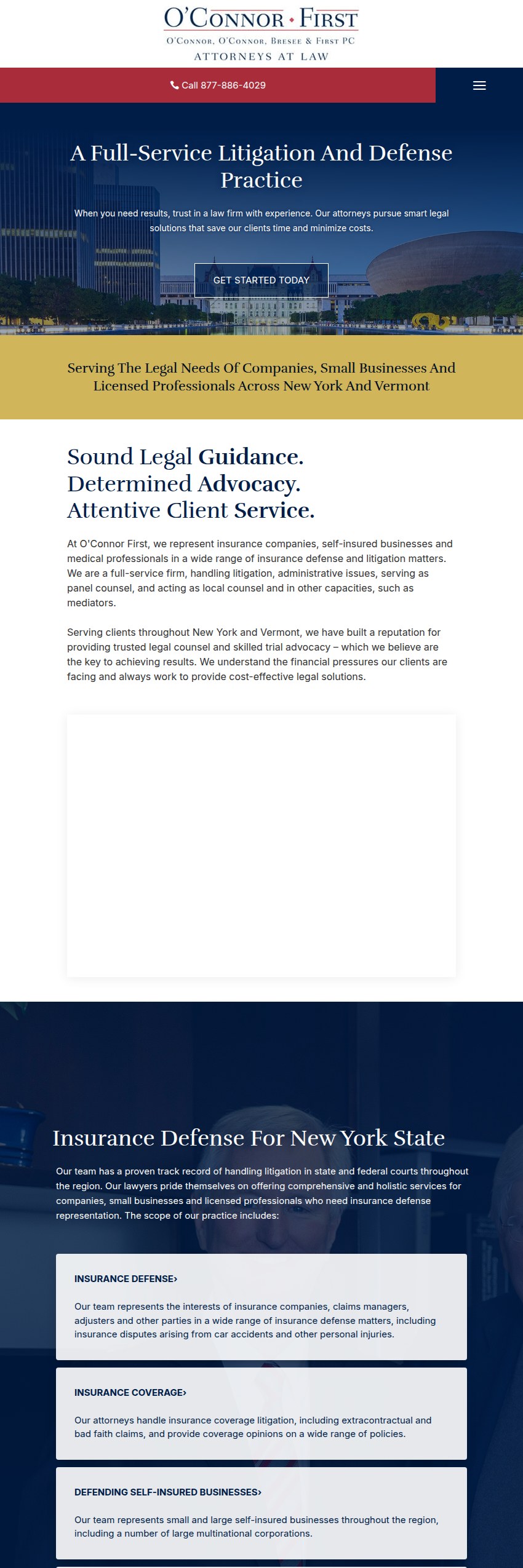 Screenshot of the O'Connor First website