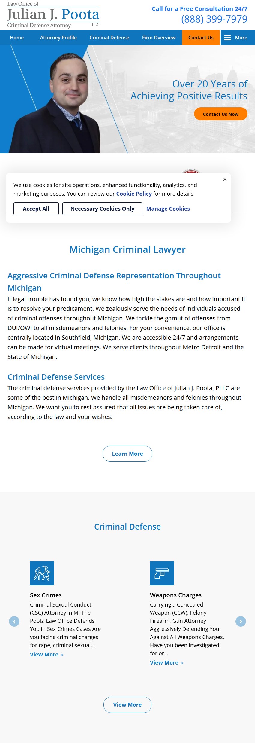 Screenshot of the The Law Office of Julian J. Poota, PLLC website