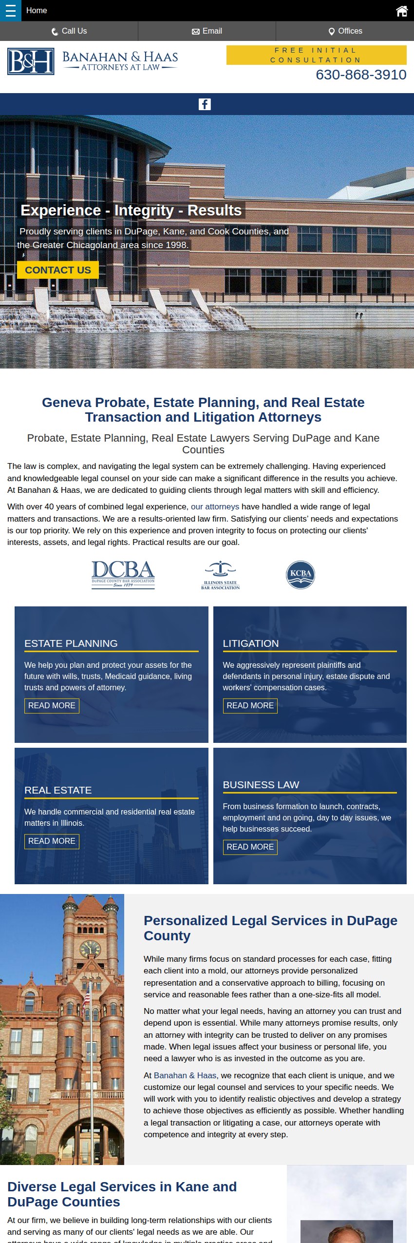 Screenshot of the Banahan & Haas website