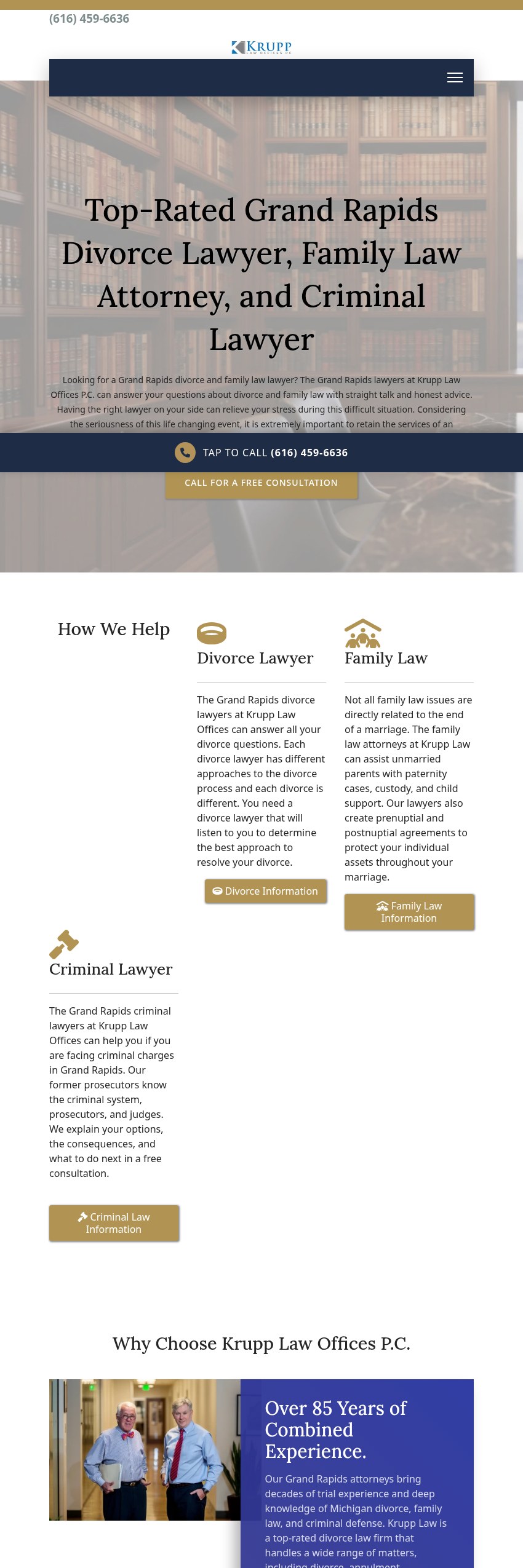 Screenshot of the Krupp Law Offices P.C. website