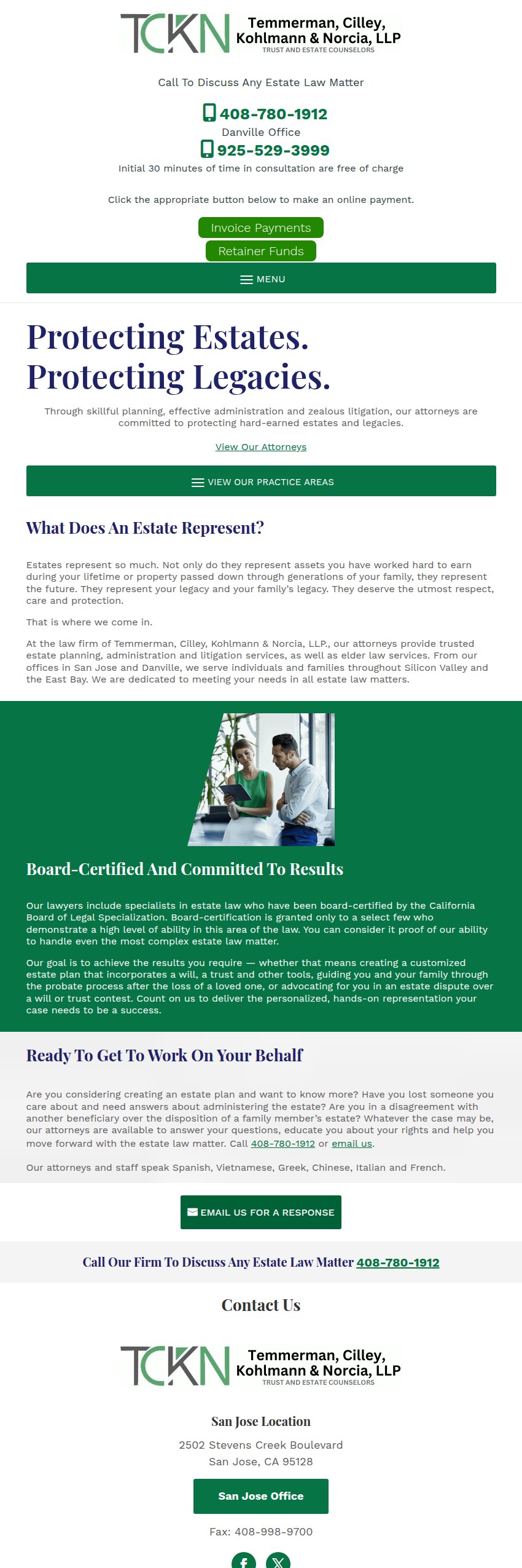 Screenshot of the Temmerman, Cilley, Kohlmann & Norcia, LLP. website