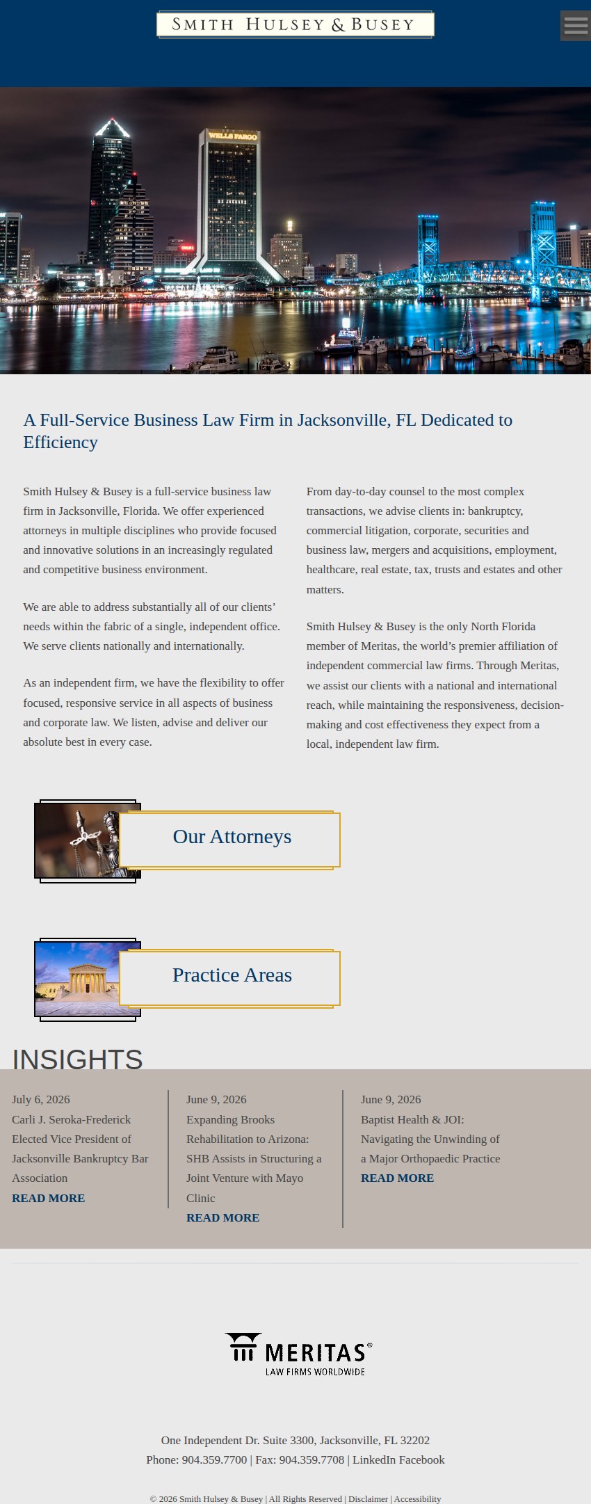 Screenshot of the Smith Hulsey & Busey website