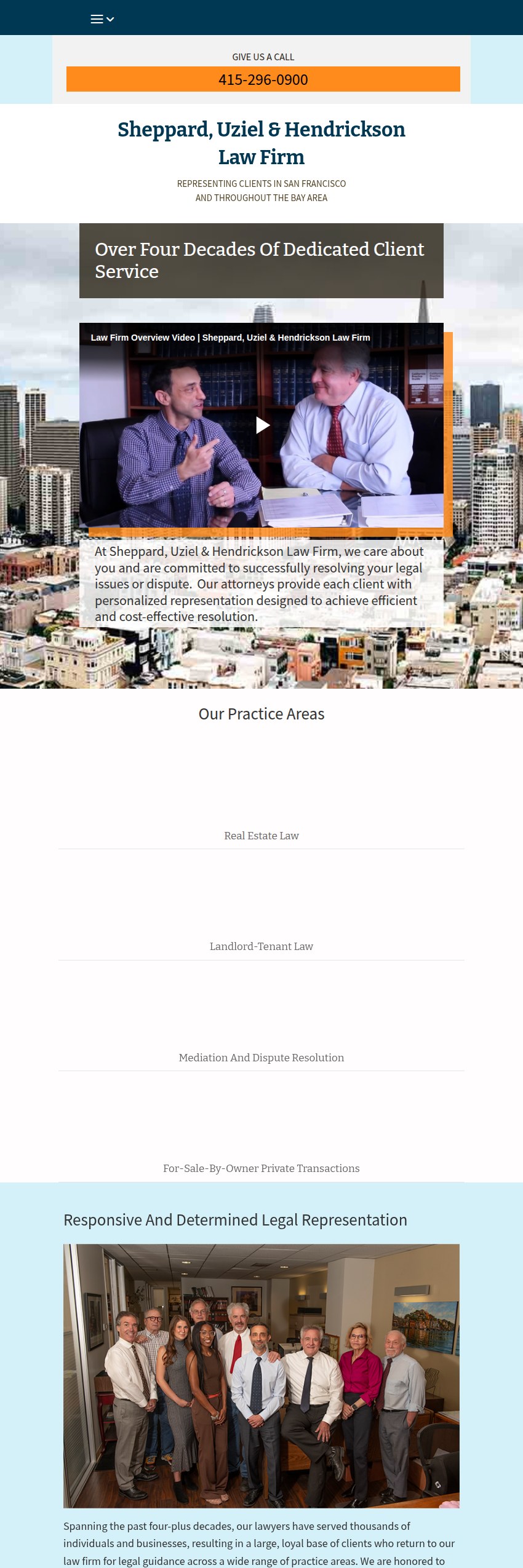 Screenshot of the Sheppard, Uziel & Hendrickson Law Firm website