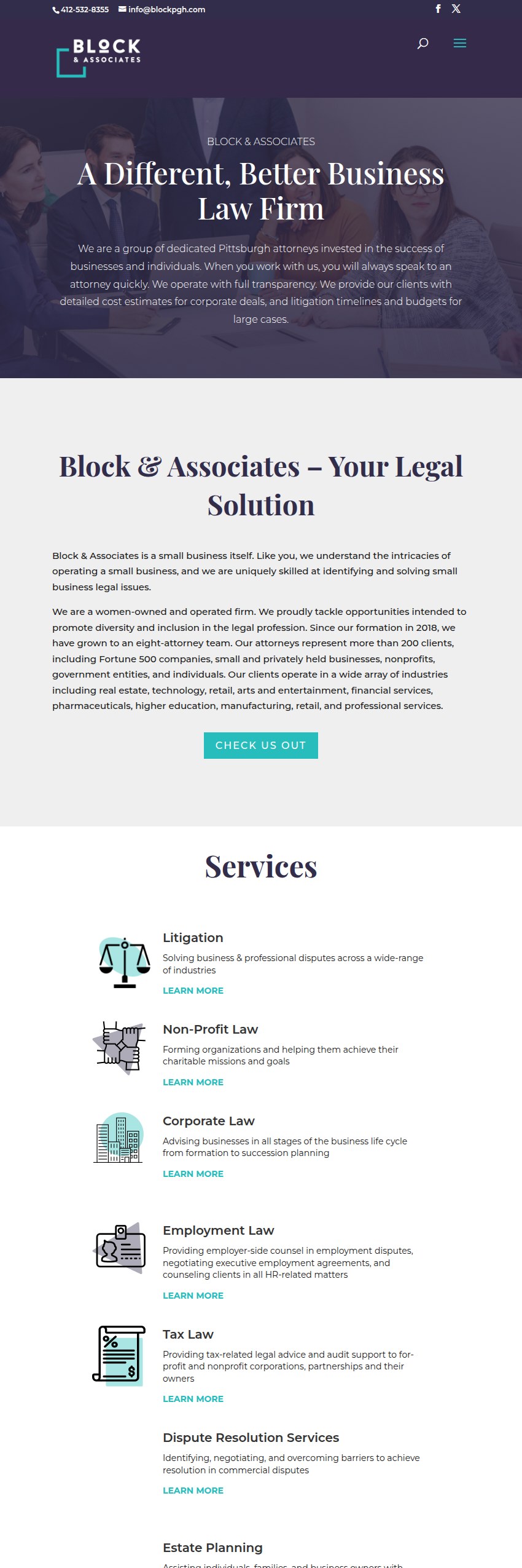 Screenshot of the Block & Associates, LLC website