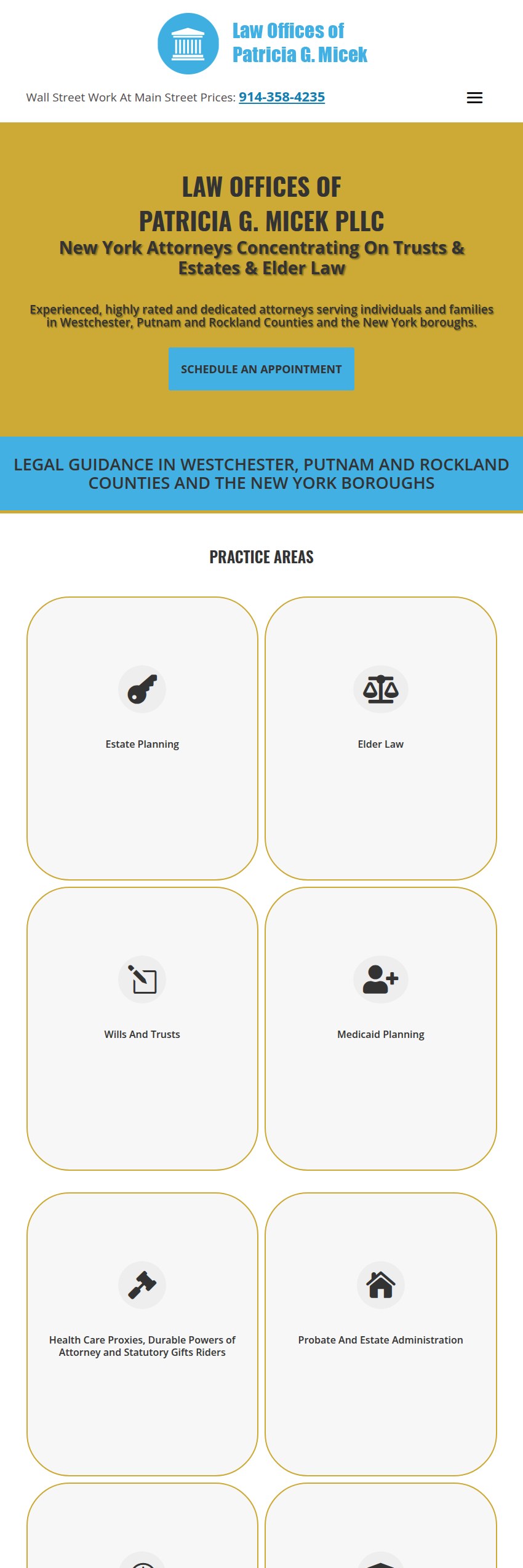 Screenshot of the Law Offices of Patricia G. Micek PLLC website