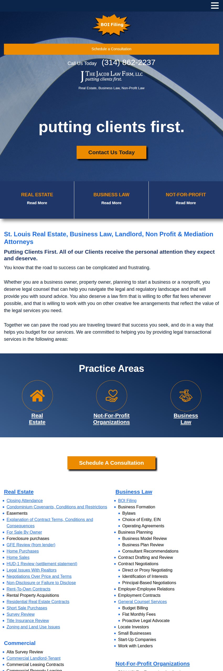 Screenshot of the The Jacob Law Firm, LLC website