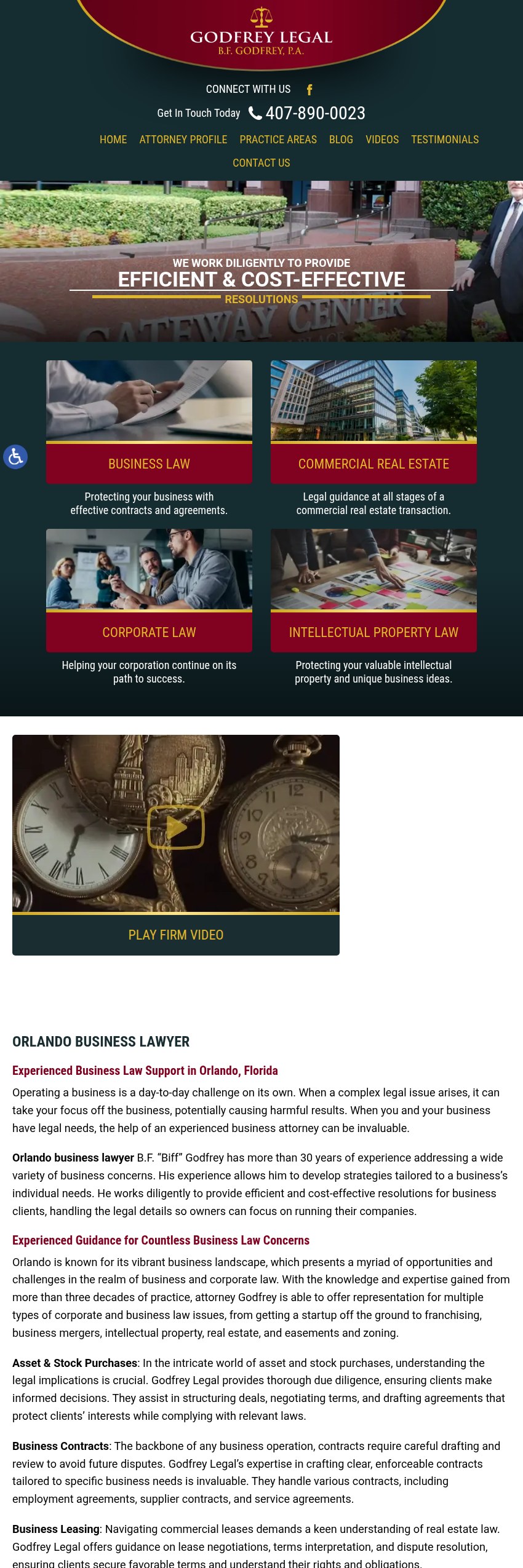 Screenshot of the Godfrey Legal website