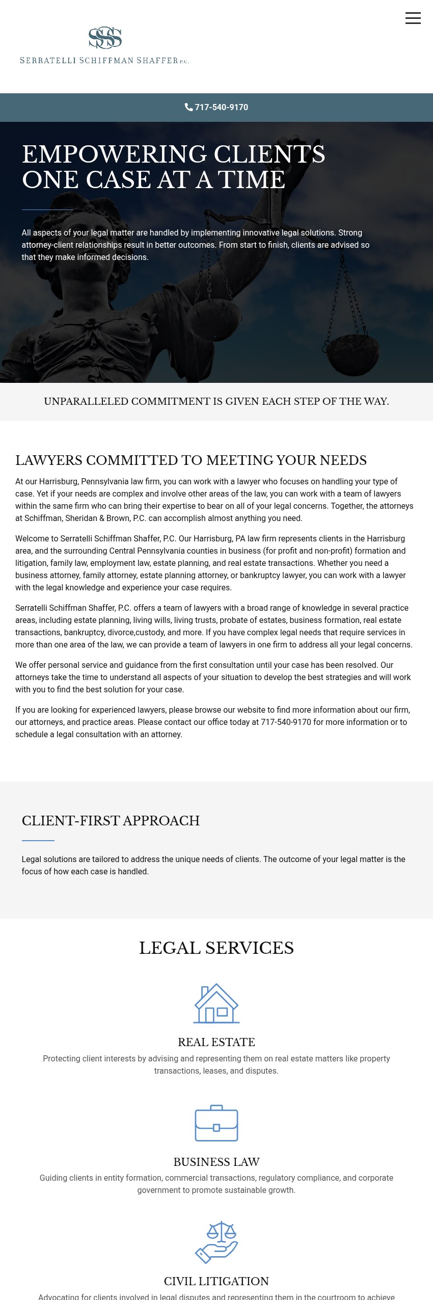 Screenshot of the Serratelli Schiffman Shaffer P.C. website