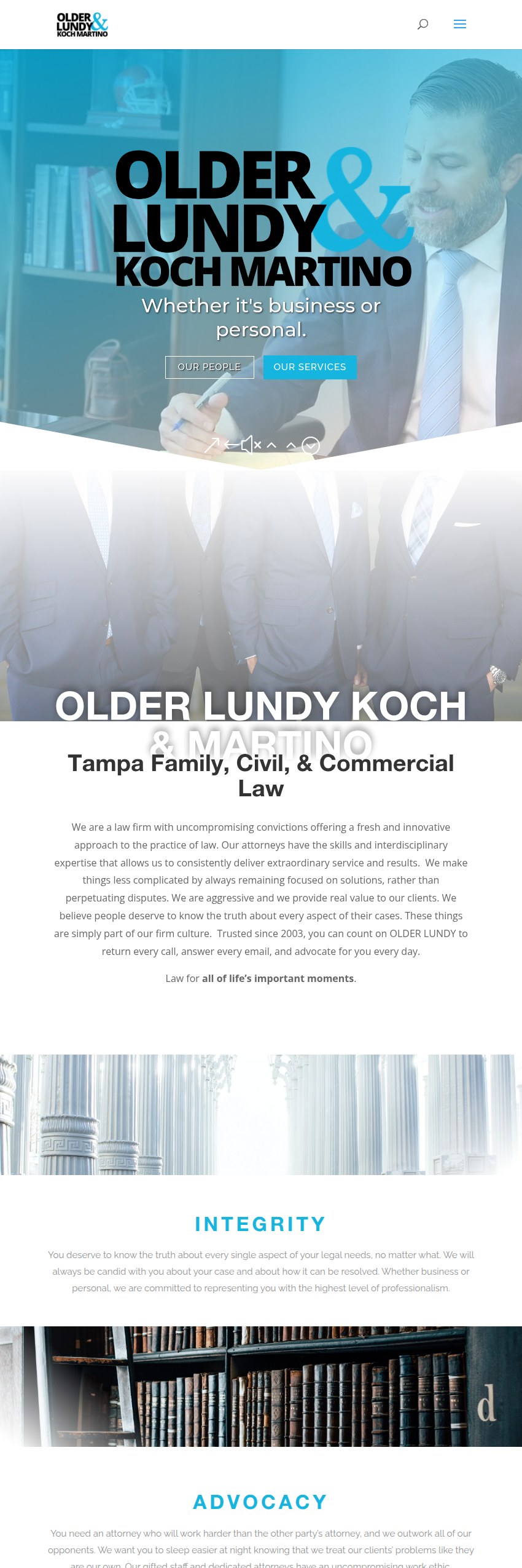 Screenshot of the Older Lundy Koch & Martino website