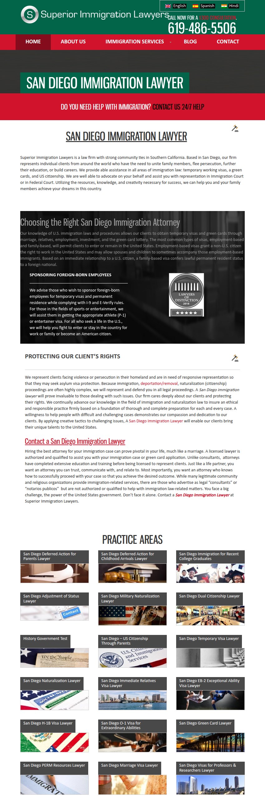 Screenshot of the Superior Immigration Lawyers website