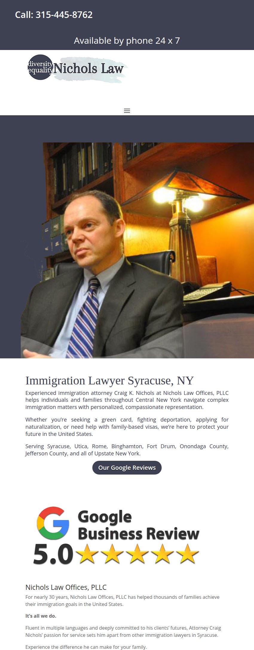 Screenshot of the Nichols Law Offices, PLLC website