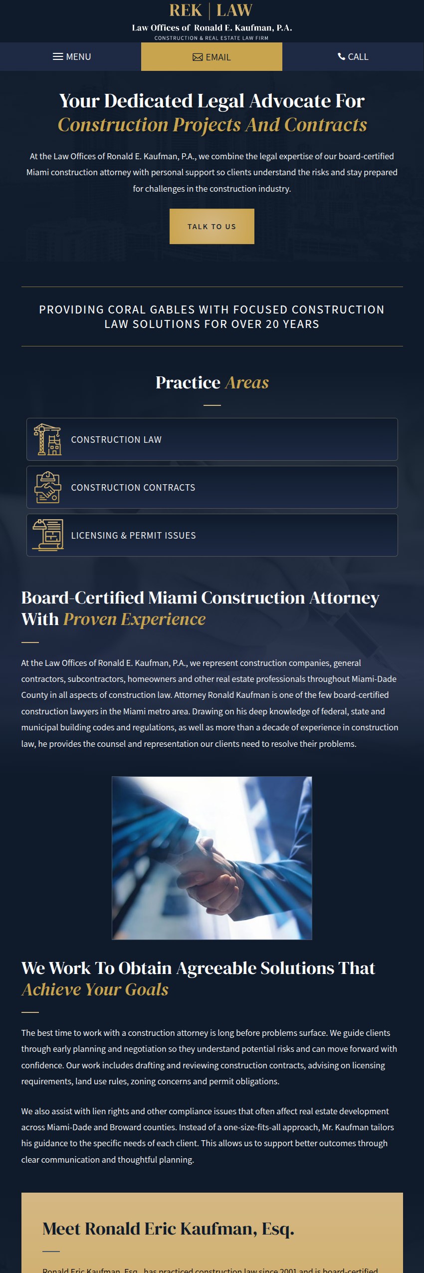 Screenshot of the Law Offices of Ronald E. Kaufman, P.A. website