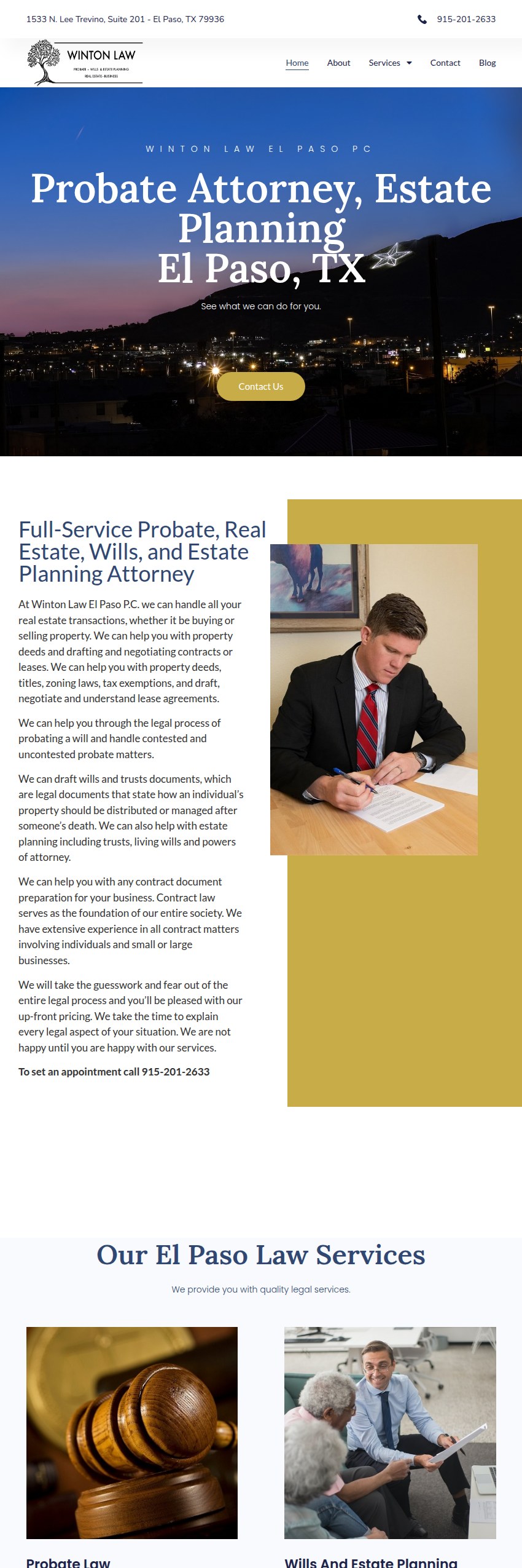 Screenshot of the Winton Law El Paso P.C. website