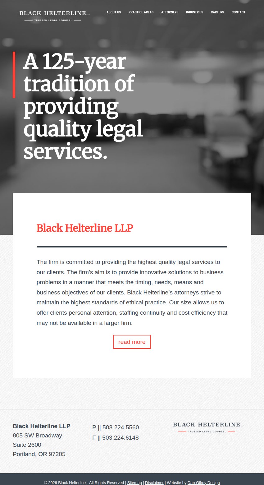 Screenshot of the Black Helterline LLP website