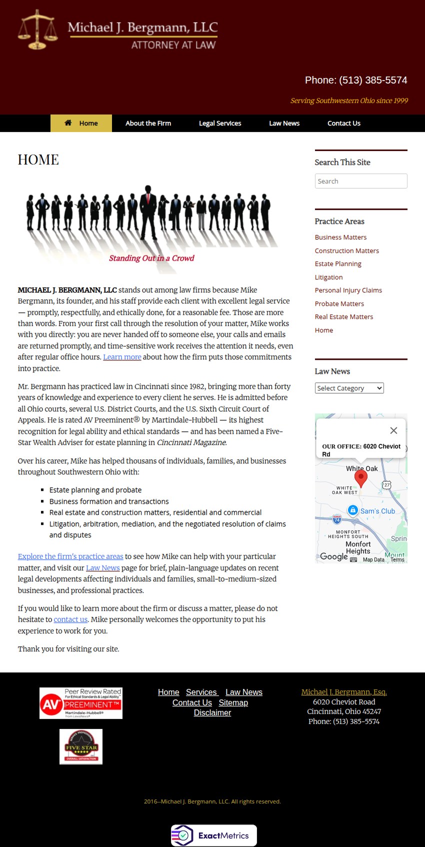 Screenshot of the Michael J. Bergmann, LLC website